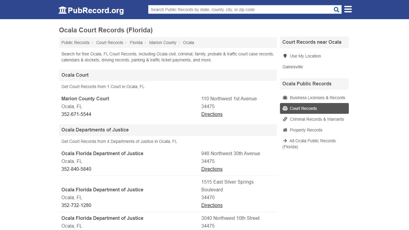 Free Ocala Court Records (Florida Court Records) - PubRecord.org